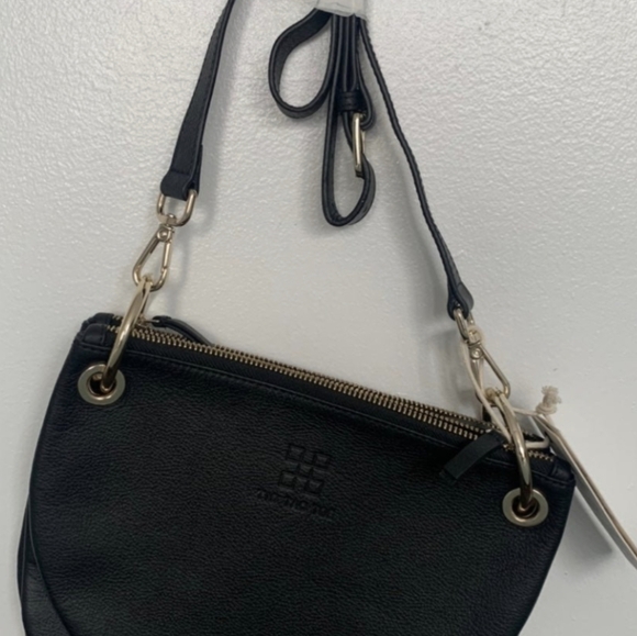 Crossbody Purse Black Leather Shoulder Bag Gold Hardware shoulder strap tote - Picture 12 of 13